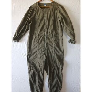 Old Navy Womens  Large Green Cotton Coverall Jumpsuit with Zip Closure one piece